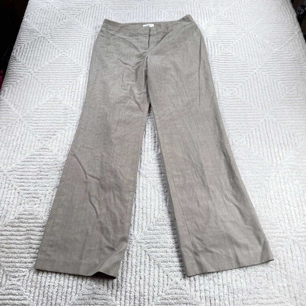 Ann Taylor LOFT Wide Leg Trousers Women 6 Taupe Wool Blend Professional Office